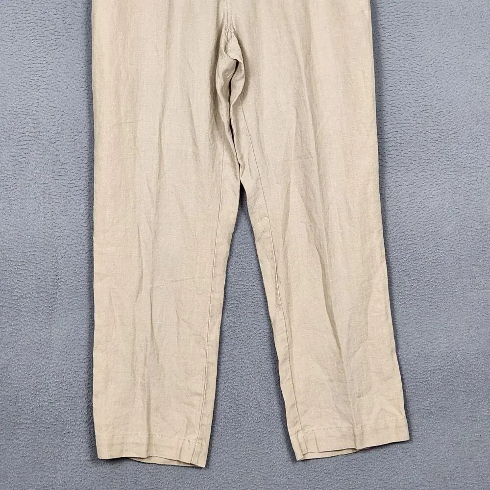 Jos A Bank Pants Mens 34x30 Beige Linen Flat Front Chino Casual Summer